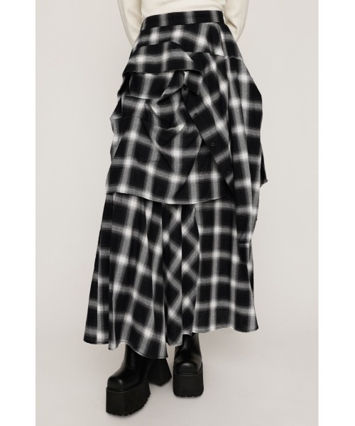 SLY(スライ)の「【再入荷】PLAID LAYERED L/SK プレイド レイヤード ロングスカート 秋服 冬服(スカート・レディース・ブラック系その他2・1/2)」の4枚目の写真