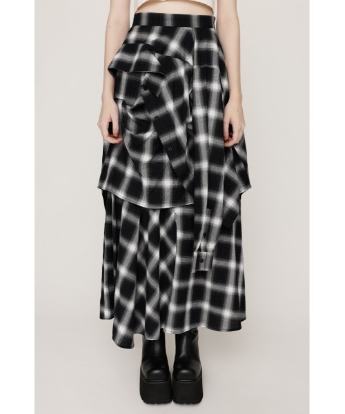SLY(スライ)の「【再入荷】PLAID LAYERED L/SK プレイド レイヤード ロングスカート 秋服 冬服(スカート・レディース・ブラック系その他2・1/2)」の5枚目の写真