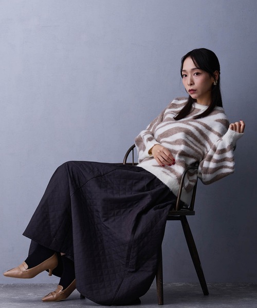 NICOLE white（ニコルホワイト）の「ジャガードニット（ニット/セーター・レディース・オフホワイト/チャコール・FREE）」の6枚目の写真