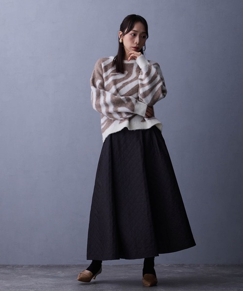 NICOLE white（ニコルホワイト）の「ジャガードニット（ニット/セーター・レディース・オフホワイト/チャコール・FREE）」の9枚目の写真