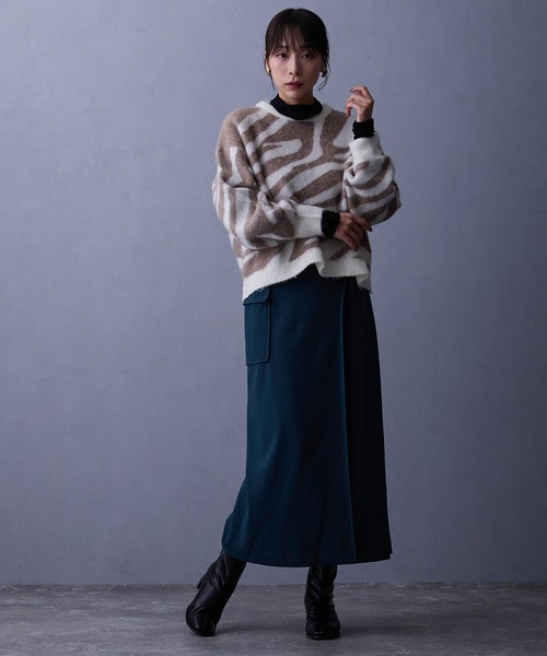 NICOLE white（ニコルホワイト）の「ジャガードニット（ニット/セーター・レディース・オフホワイト/チャコール・FREE）」の11枚目の写真