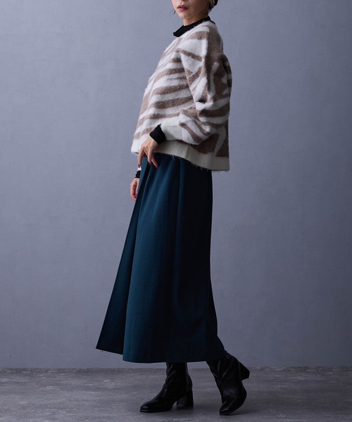 NICOLE white（ニコルホワイト）の「ジャガードニット（ニット/セーター・レディース・オフホワイト/チャコール・FREE）」の13枚目の写真