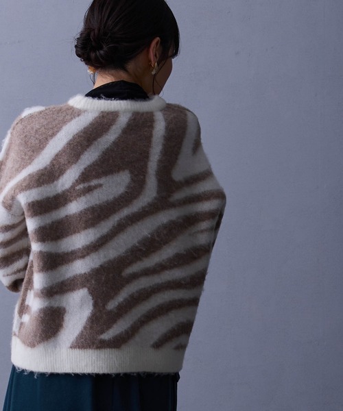 NICOLE white（ニコルホワイト）の「ジャガードニット（ニット/セーター・レディース・オフホワイト/チャコール・FREE）」の14枚目の写真