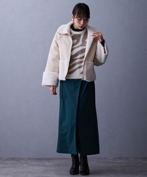 NICOLE white（ニコルホワイト）の「ジャガードニット（ニット/セーター・レディース・オフホワイト/チャコール・FREE）」の16枚目の写真