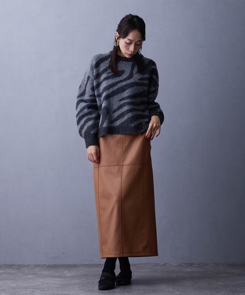 NICOLE white（ニコルホワイト）の「ジャガードニット（ニット/セーター・レディース・オフホワイト/チャコール・FREE）」の17枚目の写真