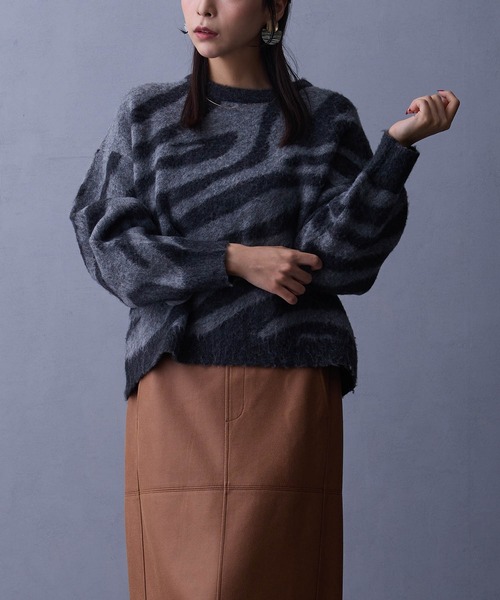 NICOLE white（ニコルホワイト）の「ジャガードニット（ニット/セーター・レディース・オフホワイト/チャコール・FREE）」の19枚目の写真