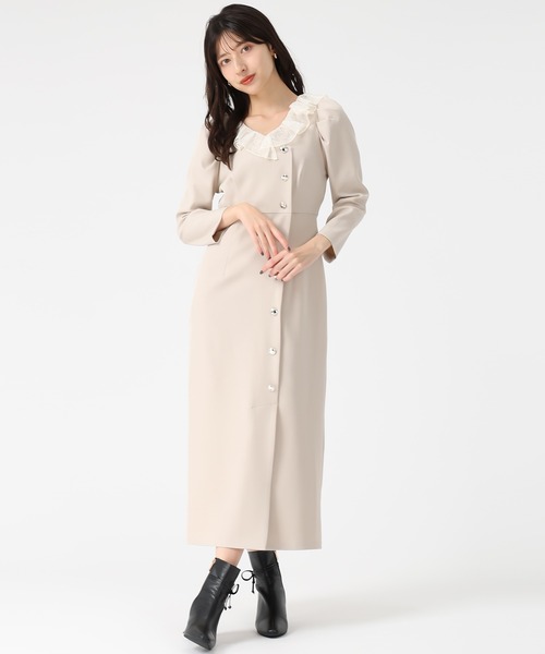 31 Sons de mode（トランテアン　ソン　ドゥ　モード）の「2025秋冬新作 レースフリルワンピース（ワンピース・レディース・ベージュ/ネイビー/ブラウン・S/M）」の3枚目の写真