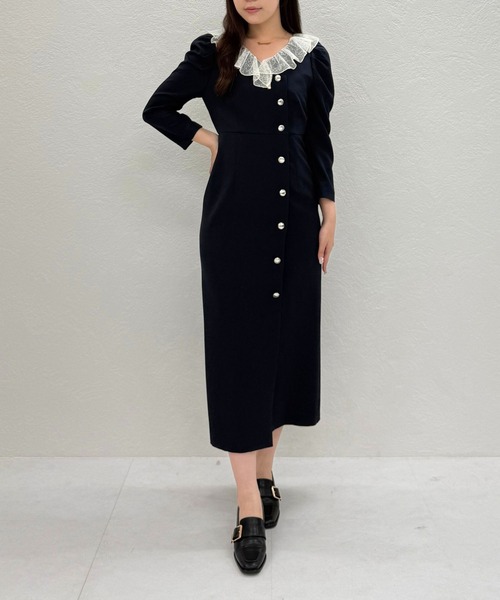 31 Sons de mode（トランテアン　ソン　ドゥ　モード）の「2025秋冬新作 レースフリルワンピース（ワンピース・レディース・ベージュ/ネイビー/ブラウン・S/M）」の4枚目の写真