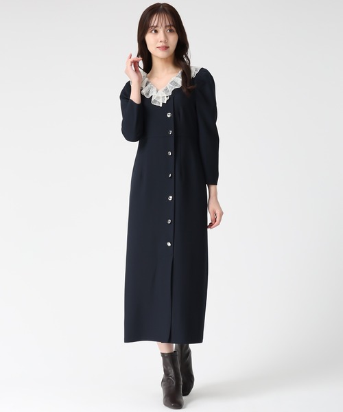 31 Sons de mode（トランテアン　ソン　ドゥ　モード）の「2025秋冬新作 レースフリルワンピース（ワンピース・レディース・ベージュ/ネイビー/ブラウン・S/M）」の6枚目の写真