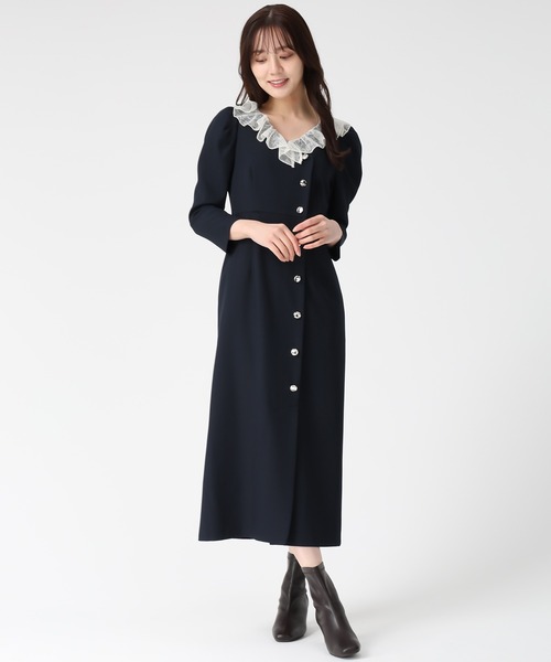 31 Sons de mode（トランテアン　ソン　ドゥ　モード）の「2025秋冬新作 レースフリルワンピース（ワンピース・レディース・ベージュ/ネイビー/ブラウン・S/M）」の5枚目の写真