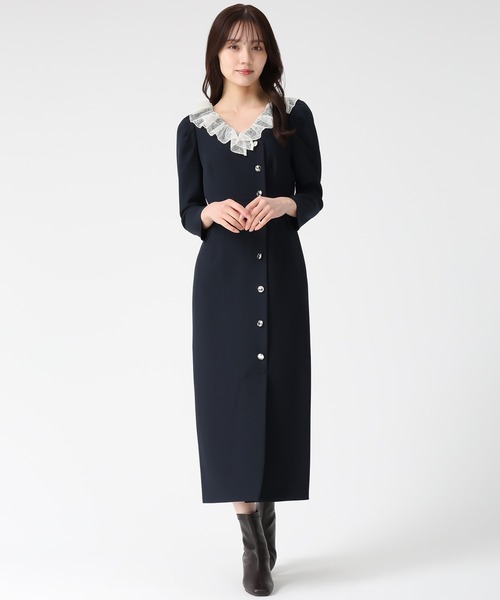 31 Sons de mode（トランテアン　ソン　ドゥ　モード）の「2025秋冬新作 レースフリルワンピース（ワンピース・レディース・ベージュ/ネイビー/ブラウン・S/M）」の8枚目の写真