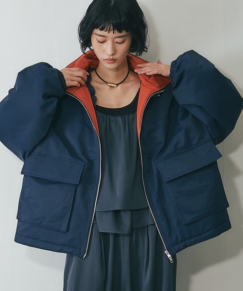 名作 バレンシアガ コットンシルク混 バイカラー 中綿入り ジップアップコート 襟バイカラーダブルファスナー中綿コート（ステンカラーコート