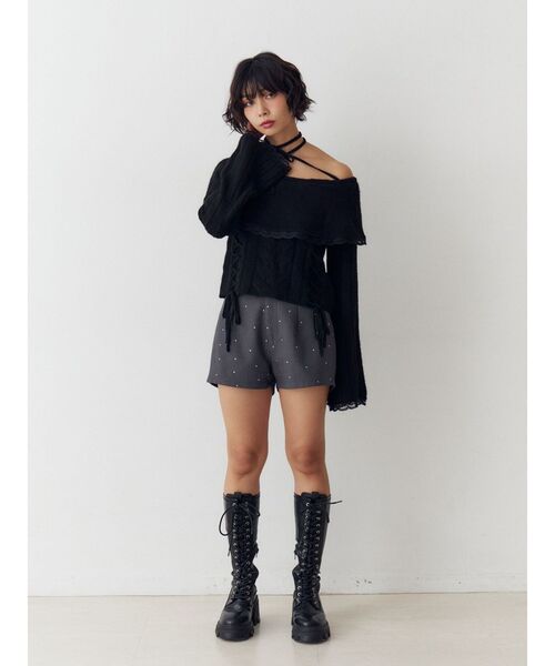 jouetie(ジュエティ)の「フリルレースオフショルニットトップス(ニット/セーター・レディース・アイボリー/ブラック/グレー・MEDIUM)」の20枚目の写真