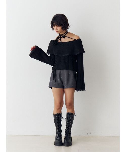 jouetie(ジュエティ)の「フリルレースオフショルニットトップス(ニット/セーター・レディース・アイボリー/ブラック/グレー・MEDIUM)」の21枚目の写真
