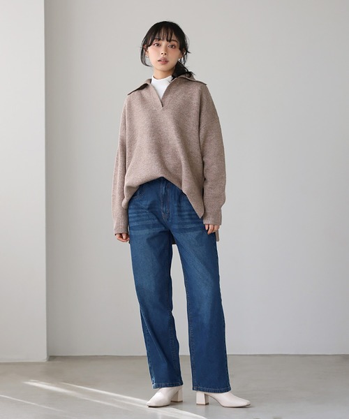 itto...(イット)の「デニムカーヴィーパンツ(デニムパンツ・レディース・ネイビー/ブルー/ワンウォッシュ・M/L)」の19枚目の写真