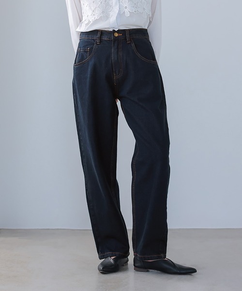 itto...(イット)の「デニムカーヴィーパンツ(デニムパンツ・レディース・ネイビー/ブルー/ワンウォッシュ・M/L)」の17枚目の写真