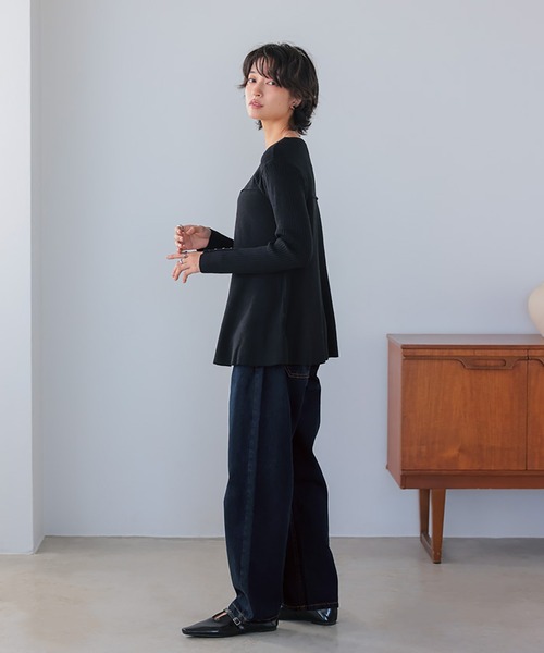 itto...(イット)の「デニムカーヴィーパンツ(デニムパンツ・レディース・ネイビー/ブルー/ワンウォッシュ・M/L)」の18枚目の写真