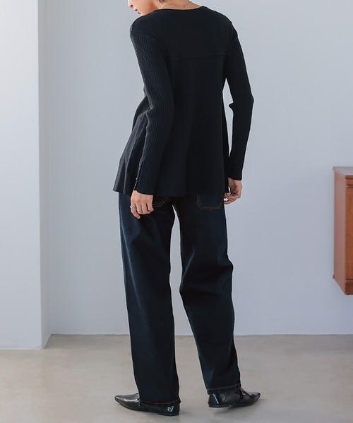 itto...(イット)の「デニムカーヴィーパンツ(デニムパンツ・レディース・ネイビー/ブルー/ワンウォッシュ・M/L)」の7枚目の写真
