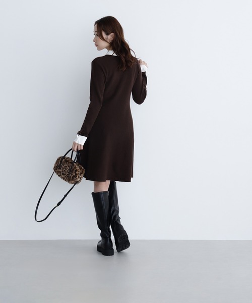 NATURAL BEAUTY BASIC（ナチュラルビューティーベーシック）の「◇シャツカラーミニニットワンピース（ワンピース・レディース・ダークブラウン/グレー/グレイッシュベージュ・MEDIUM/P/S）」の18枚目の写真