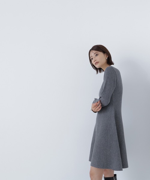 NATURAL BEAUTY BASIC（ナチュラルビューティーベーシック）の「◇シャツカラーミニニットワンピース（ワンピース・レディース・ダークブラウン/グレー/グレイッシュベージュ・MEDIUM/P/S）」の8枚目の写真