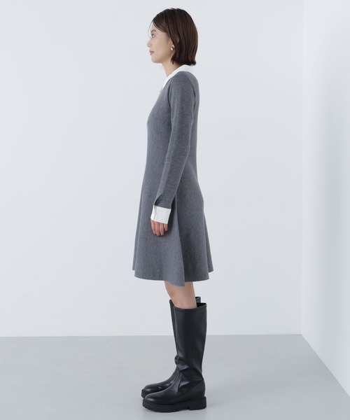 NATURAL BEAUTY BASIC（ナチュラルビューティーベーシック）の「◇シャツカラーミニニットワンピース（ワンピース・レディース・ダークブラウン/グレー/グレイッシュベージュ・MEDIUM/P/S）」の11枚目の写真