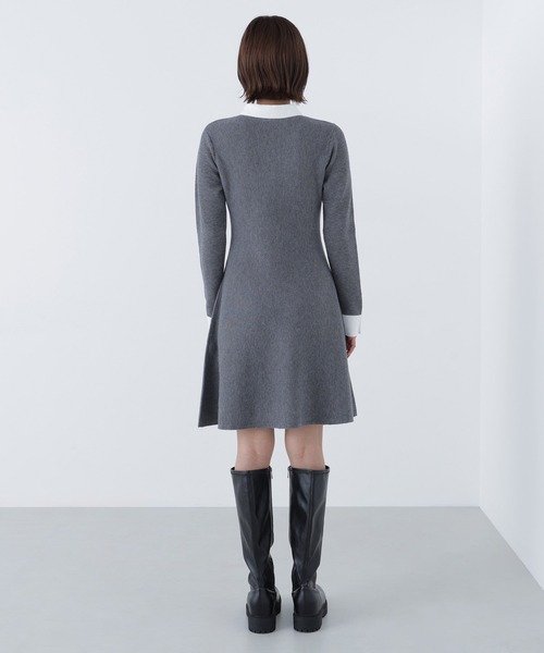 NATURAL BEAUTY BASIC（ナチュラルビューティーベーシック）の「◇シャツカラーミニニットワンピース（ワンピース・レディース・ダークブラウン/グレー/グレイッシュベージュ・MEDIUM/P/S）」の12枚目の写真