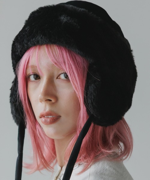 milsa(ミルサ)の「milsa/ミルサ ウォッシャブル フェイクファー トラップハット(ニットキャップ/ビーニー・レディース・ブラック/アイボリー/ブラウン・M/57.5cm)」の16枚目の写真