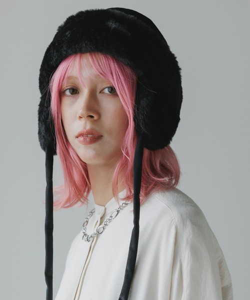 milsa(ミルサ)の「milsa/ミルサ ウォッシャブル フェイクファー トラップハット(ニットキャップ/ビーニー・レディース・ブラック/アイボリー/ブラウン・M/57.5cm)」の20枚目の写真