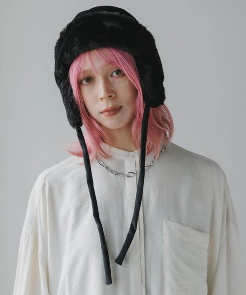 milsa(ミルサ)の「milsa/ミルサ ウォッシャブル フェイクファー トラップハット(ニットキャップ/ビーニー・レディース・ブラック/アイボリー/ブラウン・M/57.5cm)」の22枚目の写真