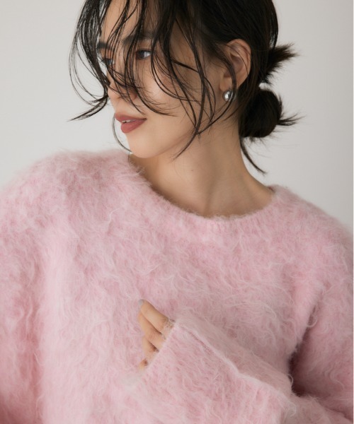 crie conforto（クリーコンフォルト）の「シャギープルオーバー　ニット / 長袖 / 冬服（ニット/セーター・レディース・グレー/オフホワイト/ピンク・FREE）」の3枚目の写真