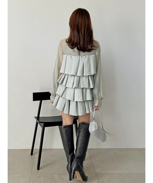 SNIDEL（スナイデル）の「ティアードラッフルミニドレス（ドレス・レディース・ブラック/ホワイト/ミント・0/1）」の12枚目の写真