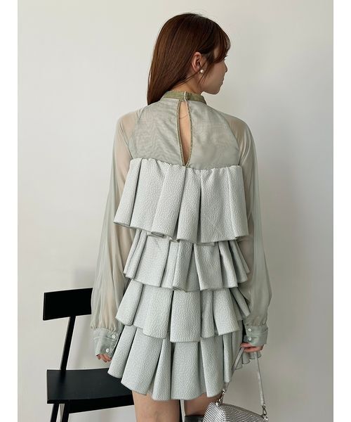 SNIDEL（スナイデル）の「ティアードラッフルミニドレス（ドレス・レディース・ブラック/ホワイト/ミント・0/1）」の14枚目の写真