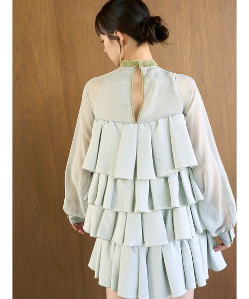 SNIDEL（スナイデル）の「ティアードラッフルミニドレス（ドレス・レディース・ブラック/ホワイト/ミント・0/1）」の17枚目の写真