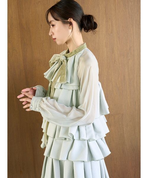 SNIDEL（スナイデル）の「ティアードラッフルミニドレス（ドレス・レディース・ブラック/ホワイト/ミント・0/1）」の18枚目の写真