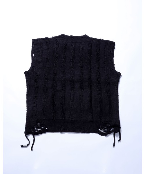 Ruze(ルゼ)の「Side zip damage knit vest / サイドジップ ダメージ ニットベスト(ニット/セーター・メンズ・ブラック・FREE)」の15枚目の写真