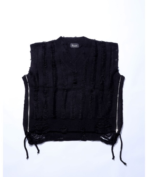 Ruze(ルゼ)の「Side zip damage knit vest / サイドジップ ダメージ ニットベスト(ニット/セーター・メンズ・ブラック・FREE)」の10枚目の写真