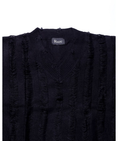 Ruze(ルゼ)の「Side zip damage knit vest / サイドジップ ダメージ ニットベスト(ニット/セーター・メンズ・ブラック・FREE)」の11枚目の写真