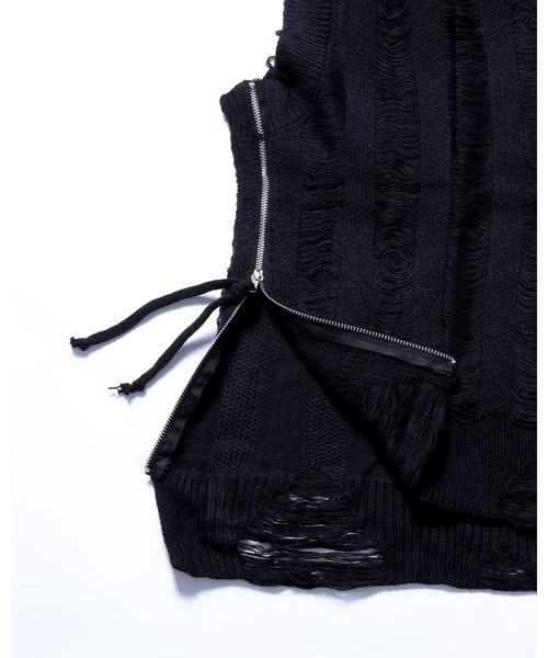 Ruze(ルゼ)の「Side zip damage knit vest / サイドジップ ダメージ ニットベスト(ニット/セーター・メンズ・ブラック・FREE)」の14枚目の写真