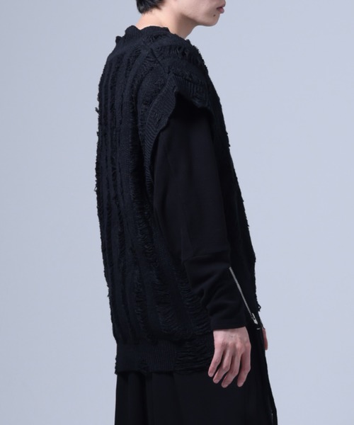 Ruze(ルゼ)の「Side zip damage knit vest / サイドジップ ダメージ ニットベスト(ニット/セーター・メンズ・ブラック・FREE)」の19枚目の写真