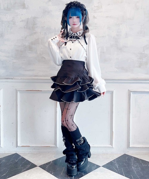 MA*RS(アメーバーマーズ)の「胸開きクロス刺繍ブラウス(Tシャツ/カットソー・レディース・ブラック/ホワイト・FREE)」の10枚目の写真