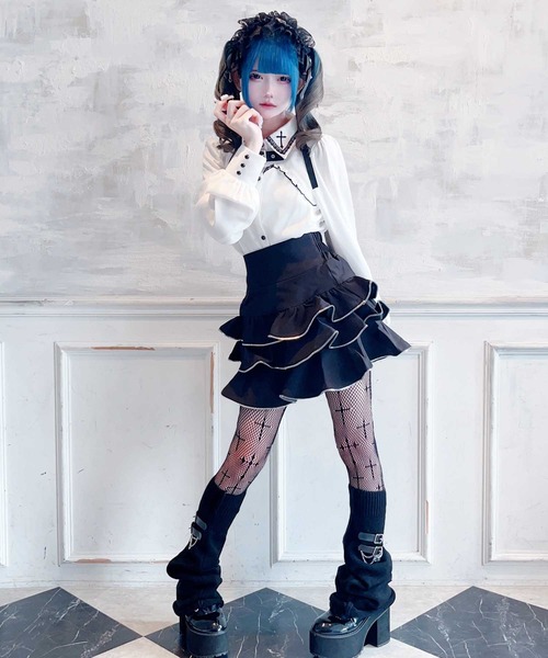 MA*RS(アメーバーマーズ)の「胸開きクロス刺繍ブラウス(Tシャツ/カットソー・レディース・ブラック/ホワイト・FREE)」の11枚目の写真