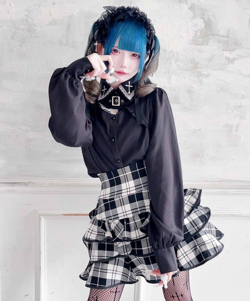 MA*RS(アメーバーマーズ)の「胸開きクロス刺繍ブラウス(Tシャツ/カットソー・レディース・ブラック/ホワイト・FREE)」の14枚目の写真