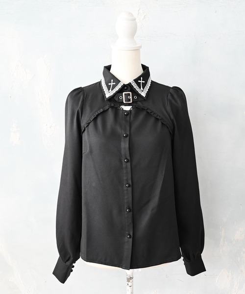 MA*RS(アメーバーマーズ)の「胸開きクロス刺繍ブラウス(Tシャツ/カットソー・レディース・ブラック/ホワイト・FREE)」の22枚目の写真