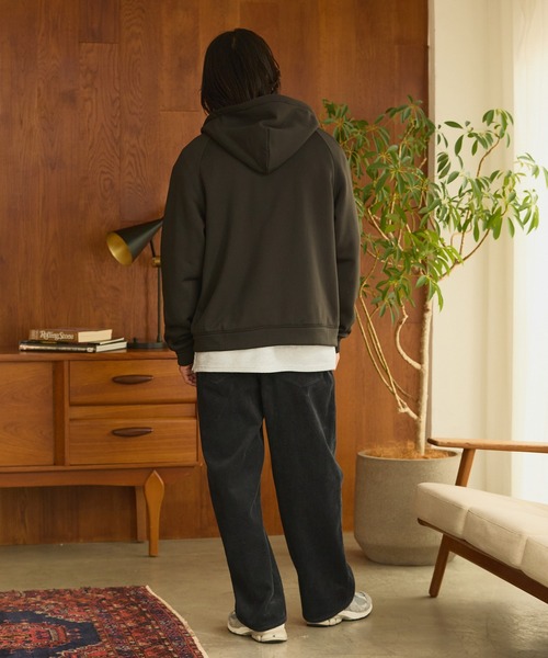 裏ボアフリース ボックスシルエット ラグランスリーブ ダブルジップ