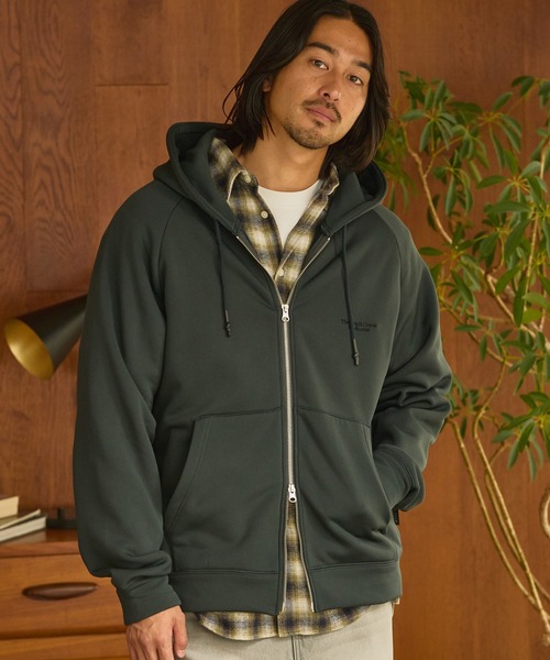 THE CRAFT CREW PRODUCTS(ザクラフトクループロダクツ)の「裏ボアフリース ボックスシルエット ラグランスリーブ ダブルジップスウェットパーカー【THE CRAFT CREW PRODUCTS】(パーカー・メンズ・グレイッシュベージュ/ブラック/ダークブラウン/ネイビー/ダークグレー・L/M/S)」の8枚目の写真