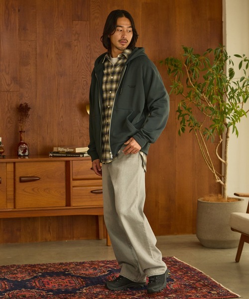 裏ボアフリース ボックスシルエット ラグランスリーブ ダブルジップ