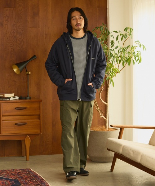 裏ボアフリース ボックスシルエット ラグランスリーブ ダブルジップ