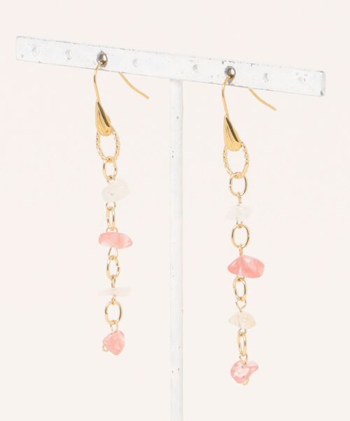 tone（トーン）の「【lea.acc*maamee*】ゴールドシェル×半貴石（ピアス（両耳用）・レディース・ブルー/ピンク・FREE）」の2枚目の写真