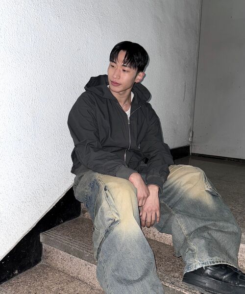 AGOD（エージーオーディー）の「バイオウォッシングリップストップフードジャケット[チャコール]（その他アウター・レディース・その他・SMALL/MEDIUM/LARGE）」の2枚目の写真
