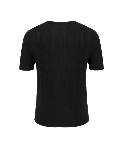 DNSR(ディーエヌエスアール)の「マッスルフィットリブハーフスリーブブラック(Tシャツ/カットソー・レディース・その他・LARGE/X-LARGE/MEDIUM)」の2枚目の写真